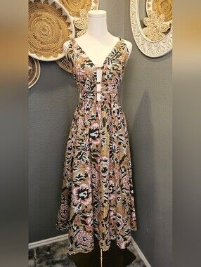 Caroline Constas Gianna Cutout Maxi Dress Sage Multi Garden Floral M, NWT